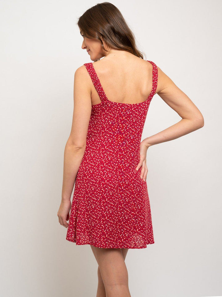 WOMEN'S RED FLORAL MINI DRESS