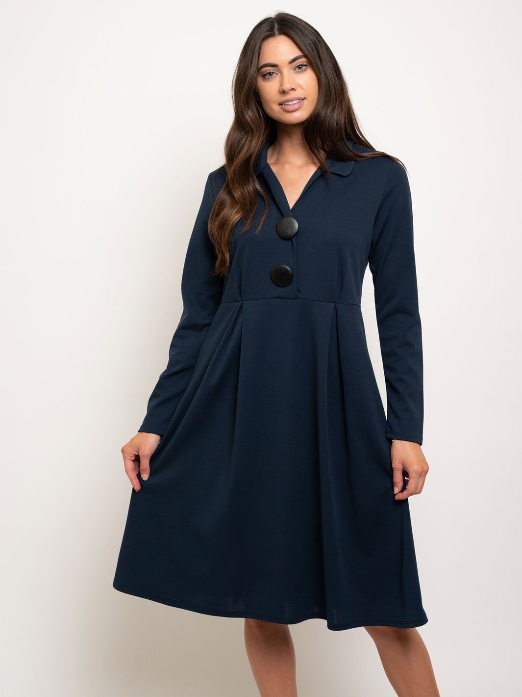 WOMEN'S LONG SLEEVE BUTTONS DETAIL DRESS