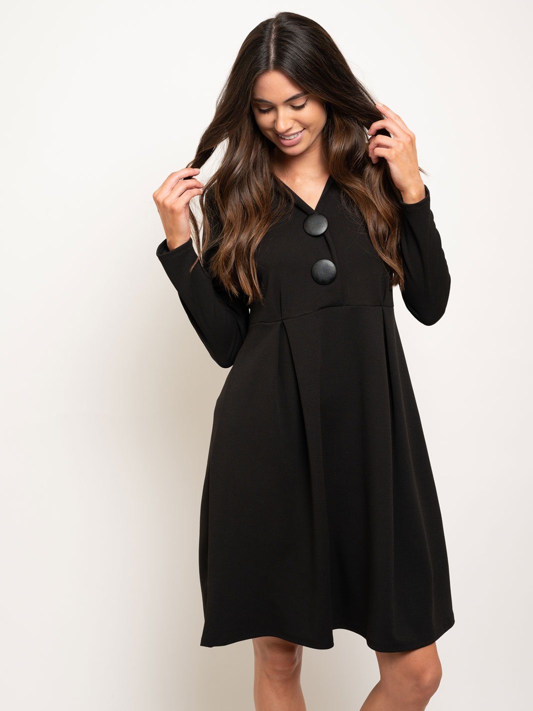 WOMEN'S LONG SLEEVE BUTTONS DETAIL DRESS