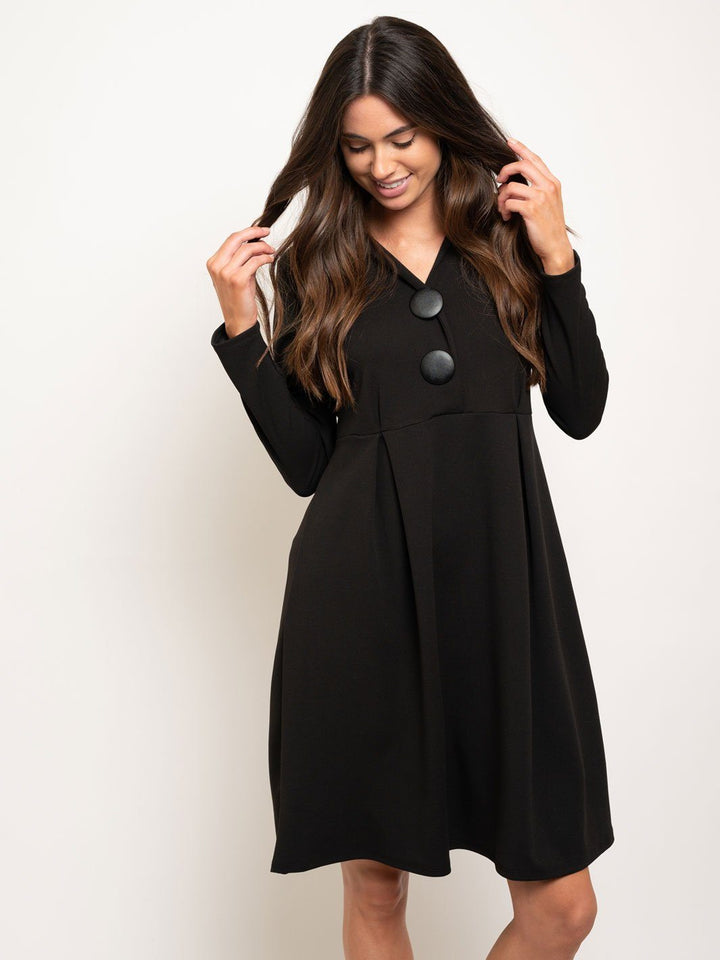 WOMEN'S LONG SLEEVE BUTTONS DETAIL DRESS