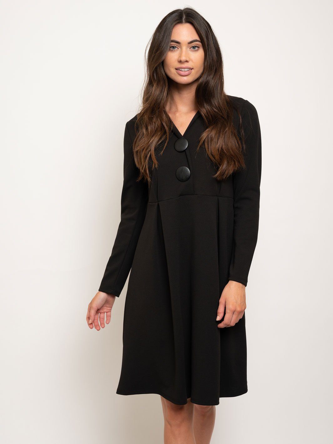 WOMEN'S LONG SLEEVE BUTTONS DETAIL DRESS