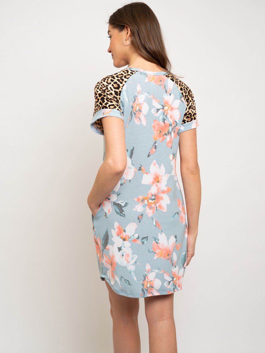 WOMEN'S FLORAL & LEOPARD PRINT DRESS