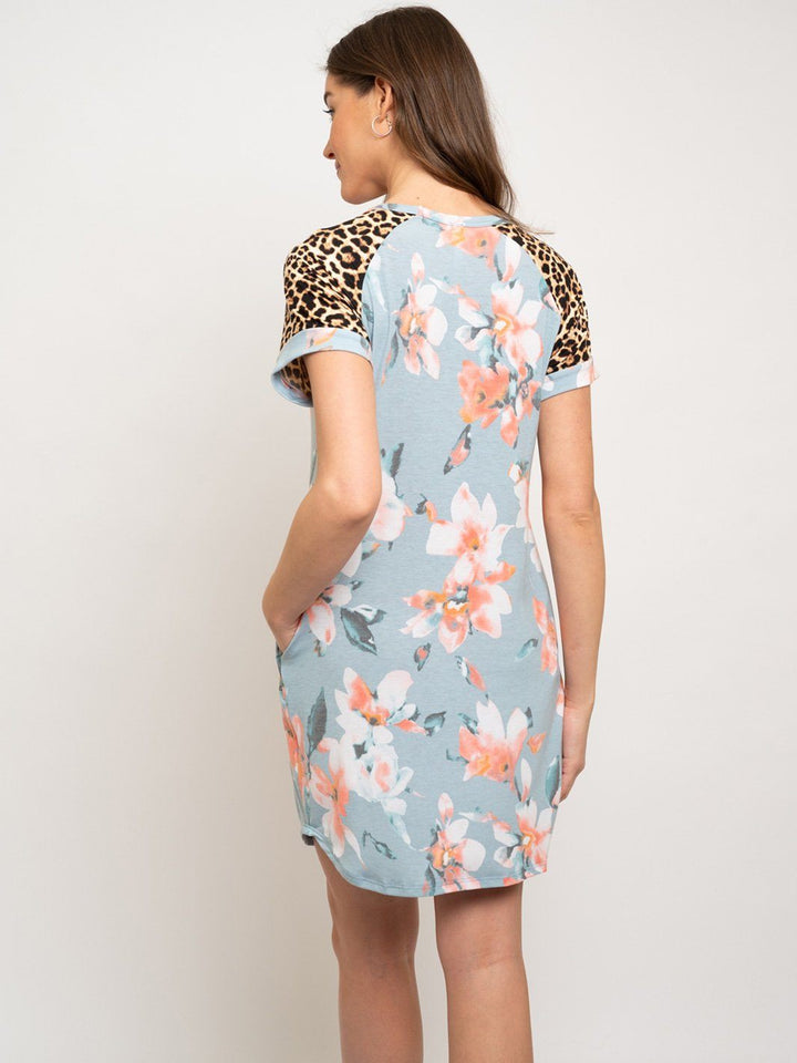 WOMEN'S FLORAL & LEOPARD PRINT DRESS