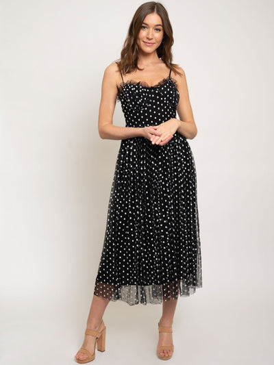 WOMEN'S EMBROIDERED TULLE MAXI DRESS