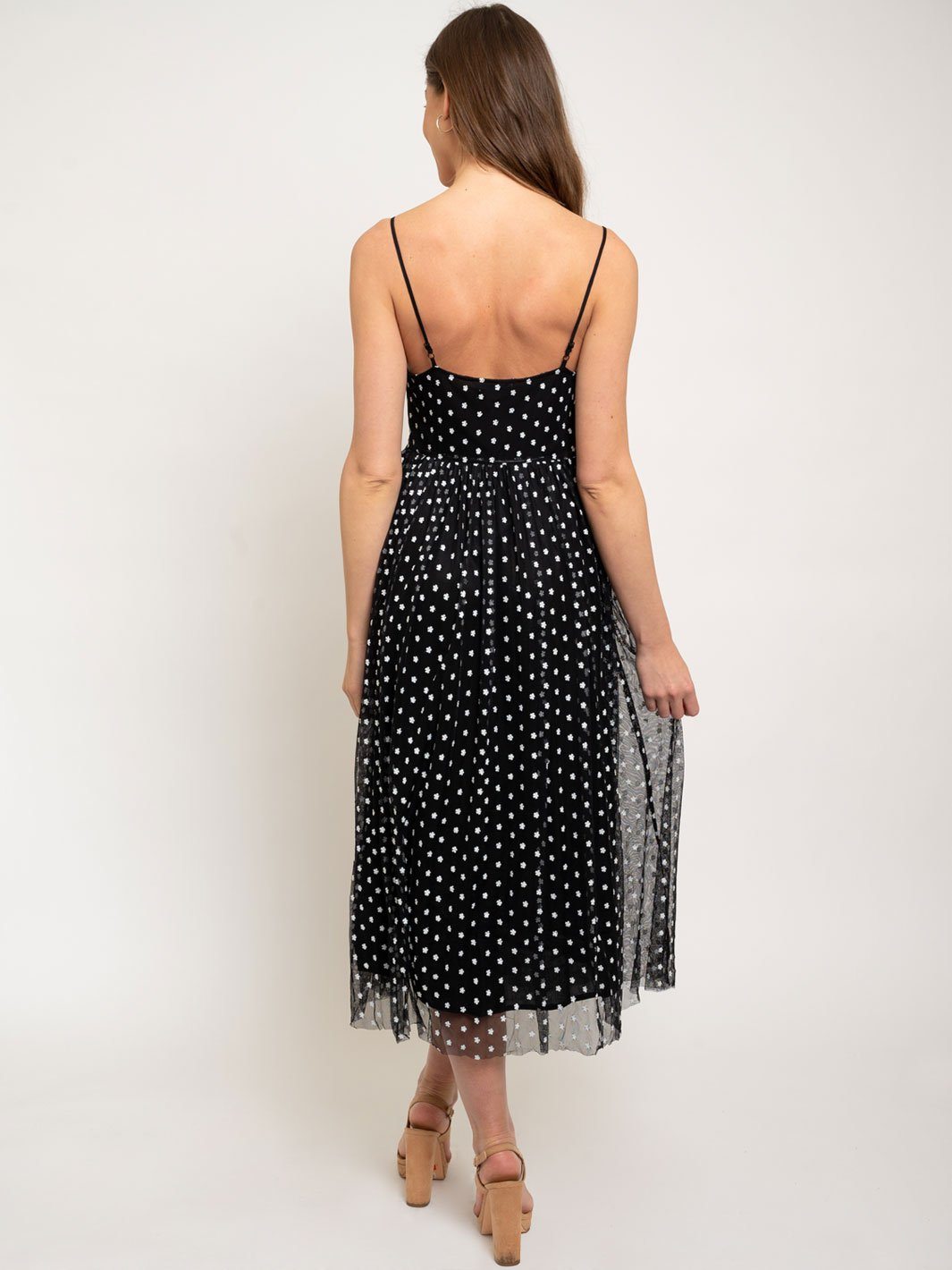 WOMEN'S EMBROIDERED TULLE MAXI DRESS