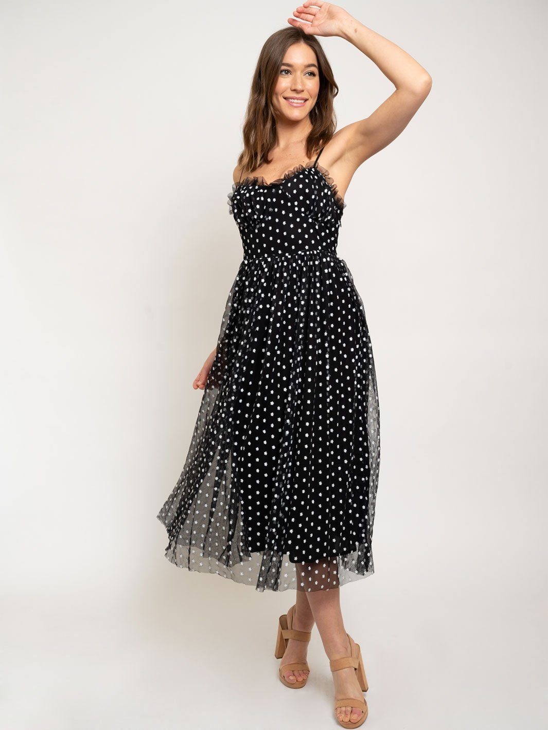 WOMEN'S EMBROIDERED TULLE MAXI DRESS