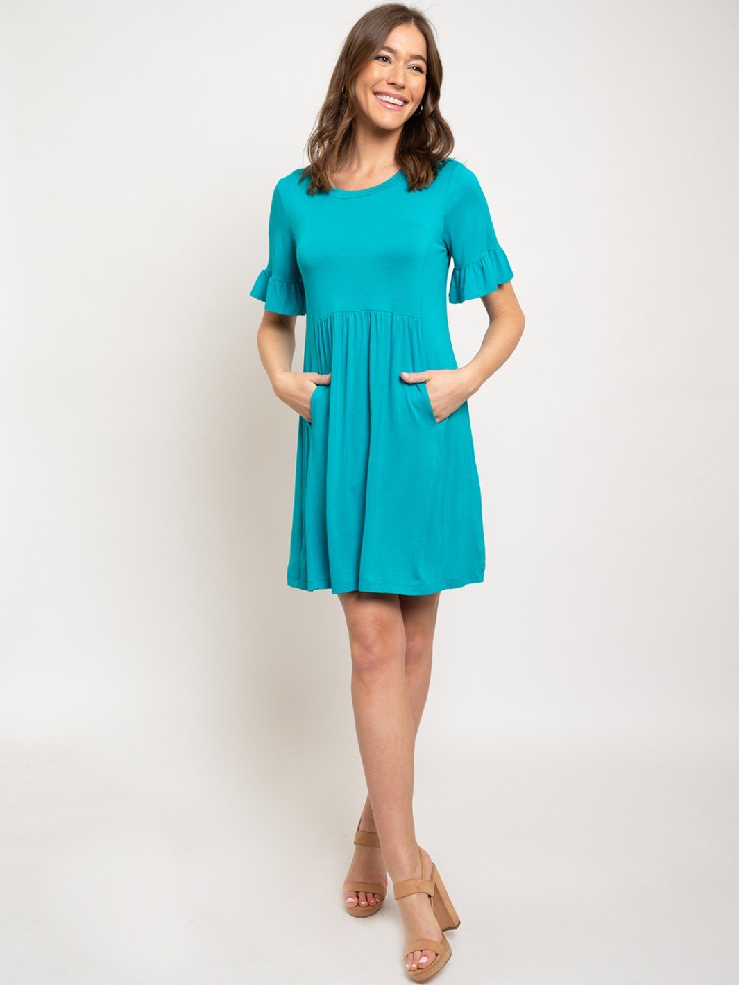 WOMEN'S TUNIC RUFFLE SLEEVE DRESS