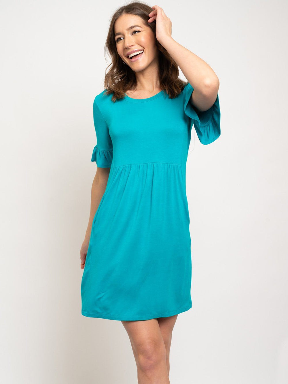 WOMEN'S TUNIC RUFFLE SLEEVE DRESS
