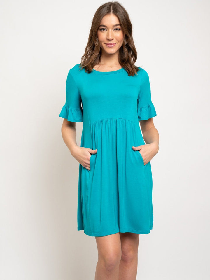 WOMEN'S TUNIC RUFFLE SLEEVE DRESS