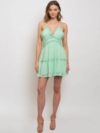 WOMEN'S RUFFLED HALTER NECK MINI DRESS