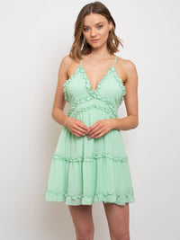 WOMEN'S RUFFLED HALTER NECK MINI DRESS