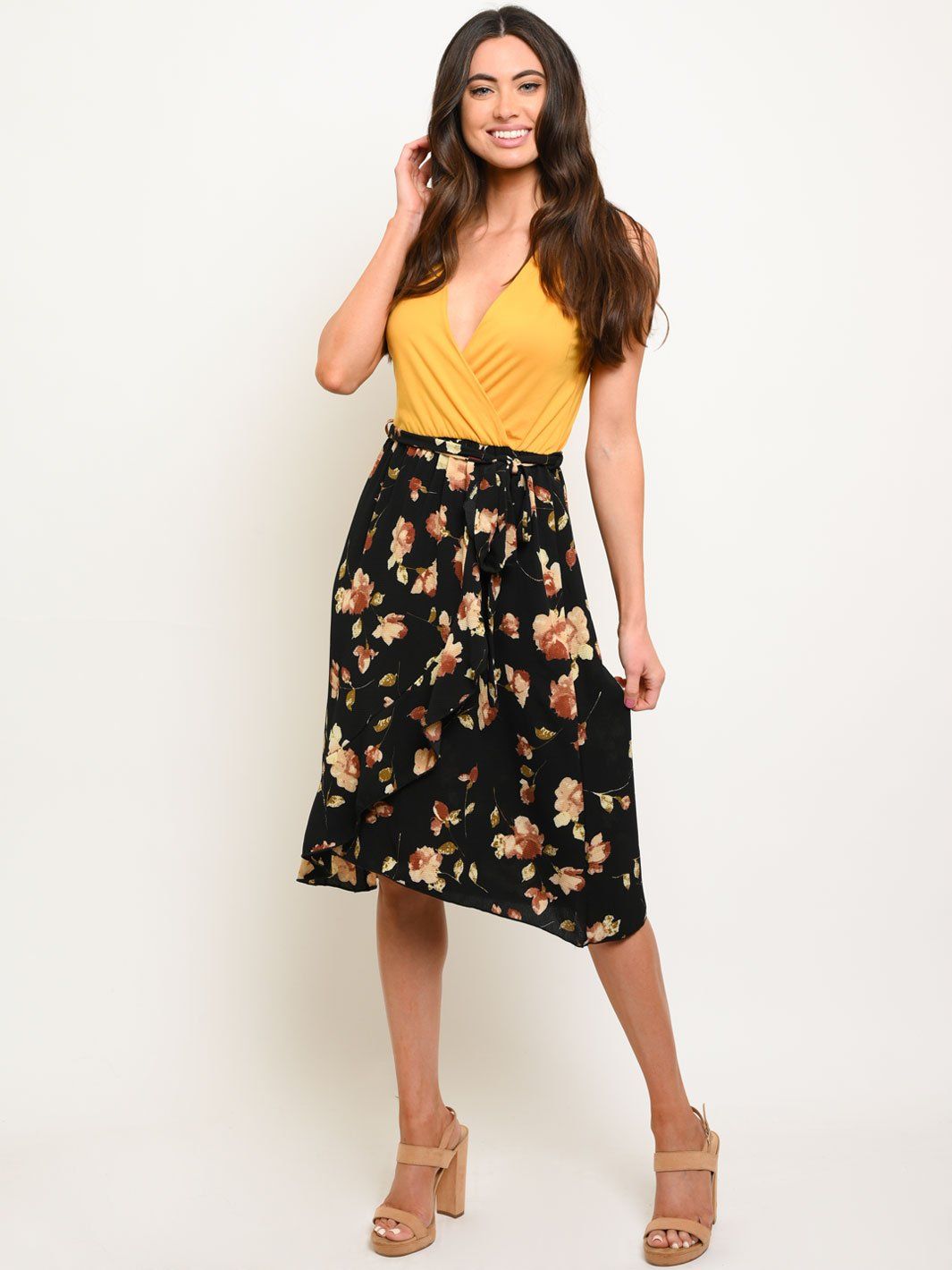WOMEN'S FLORAL KOSHIBO MIDI DRESS