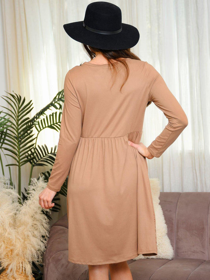 WOMEN'S LONG SLEEVE POCKETS TUNIC DRESS