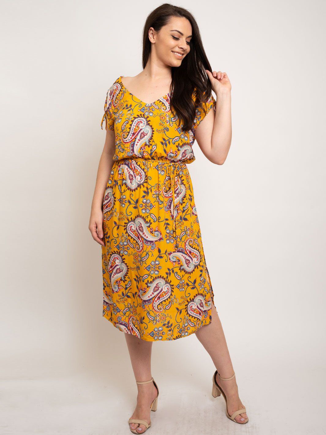 PLUS SIZE PAISLEY PRINT MIDI DRESS