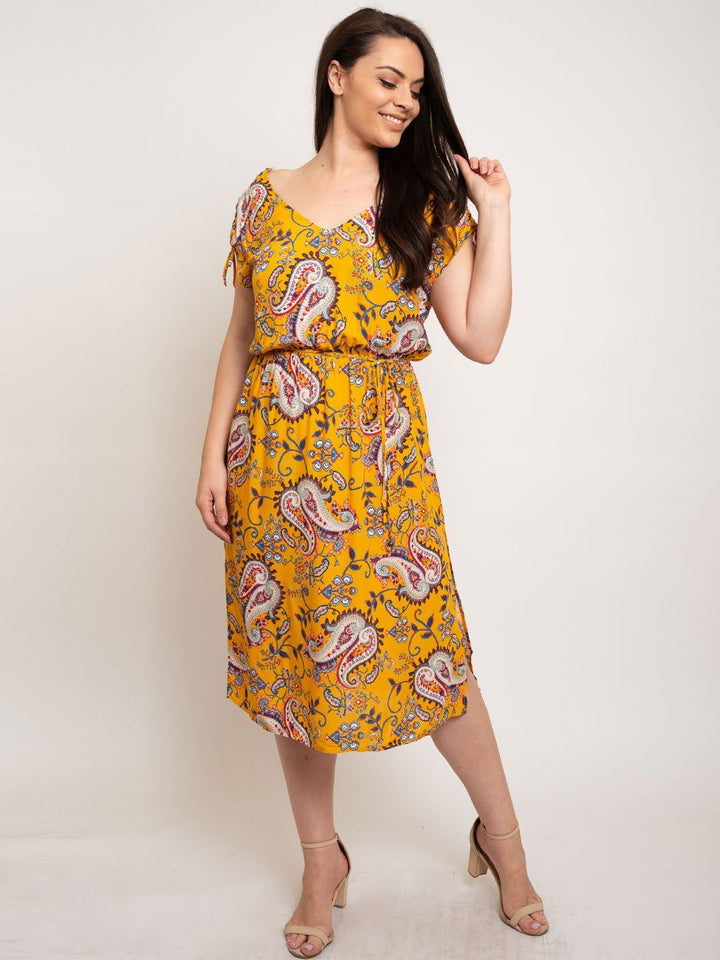 PLUS SIZE PAISLEY PRINT MIDI DRESS