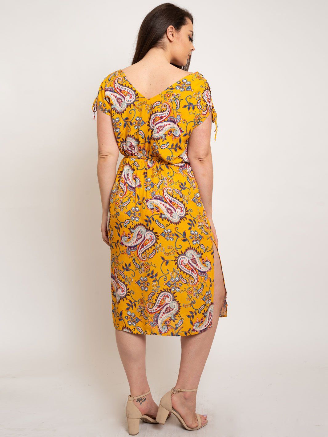 PLUS SIZE PAISLEY PRINT MIDI DRESS