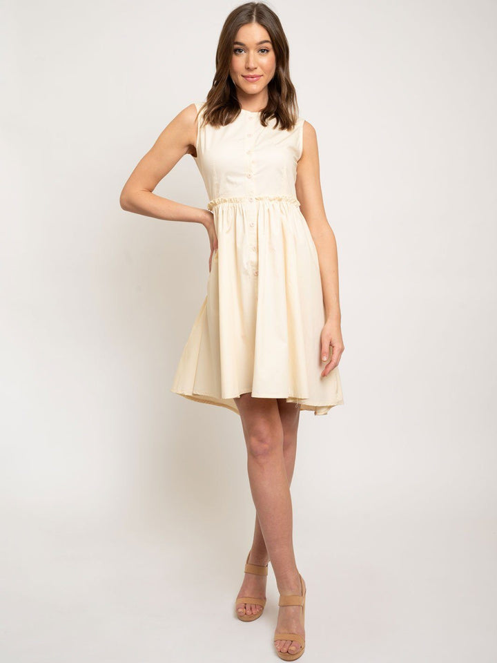 WOMEN'S BUTTON DOWN SHORT RUFFLE DRESS