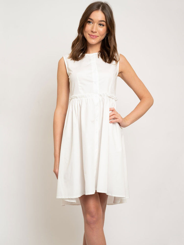 WOMEN'S BUTTON DOWN SHORT RUFFLE DRESS