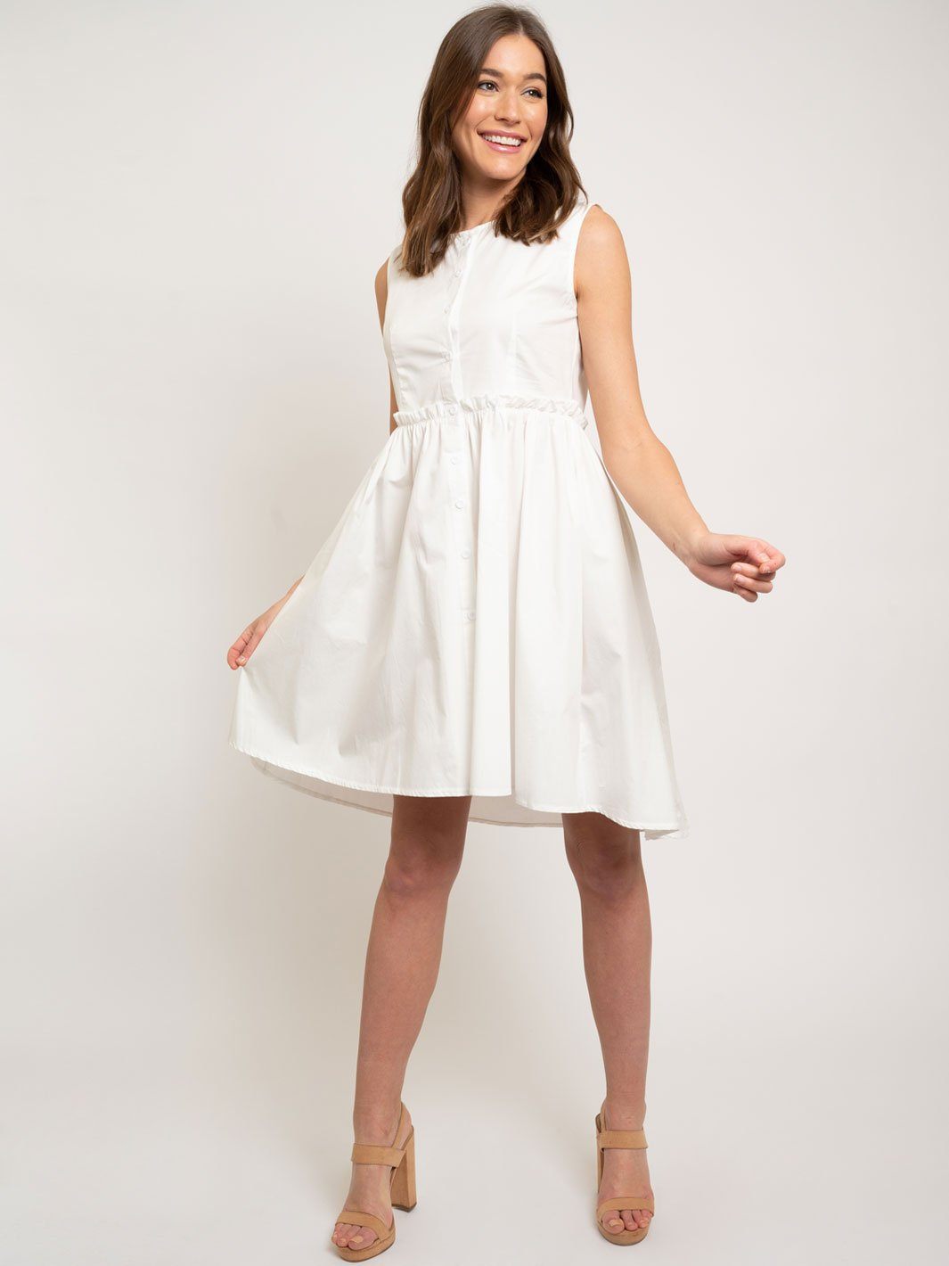 WOMEN'S BUTTON DOWN SHORT RUFFLE DRESS