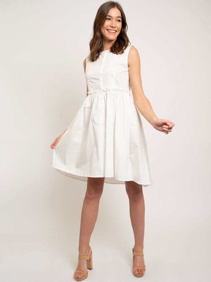 WOMEN'S BUTTON DOWN SHORT RUFFLE DRESS