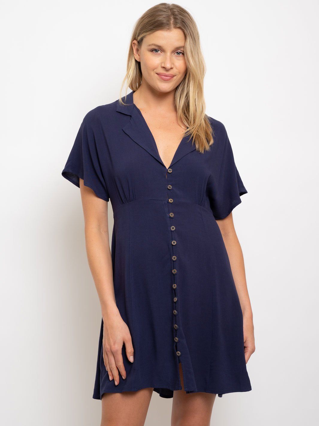 WOMEN'S BUTTON UP COLLARED MINI DRESS