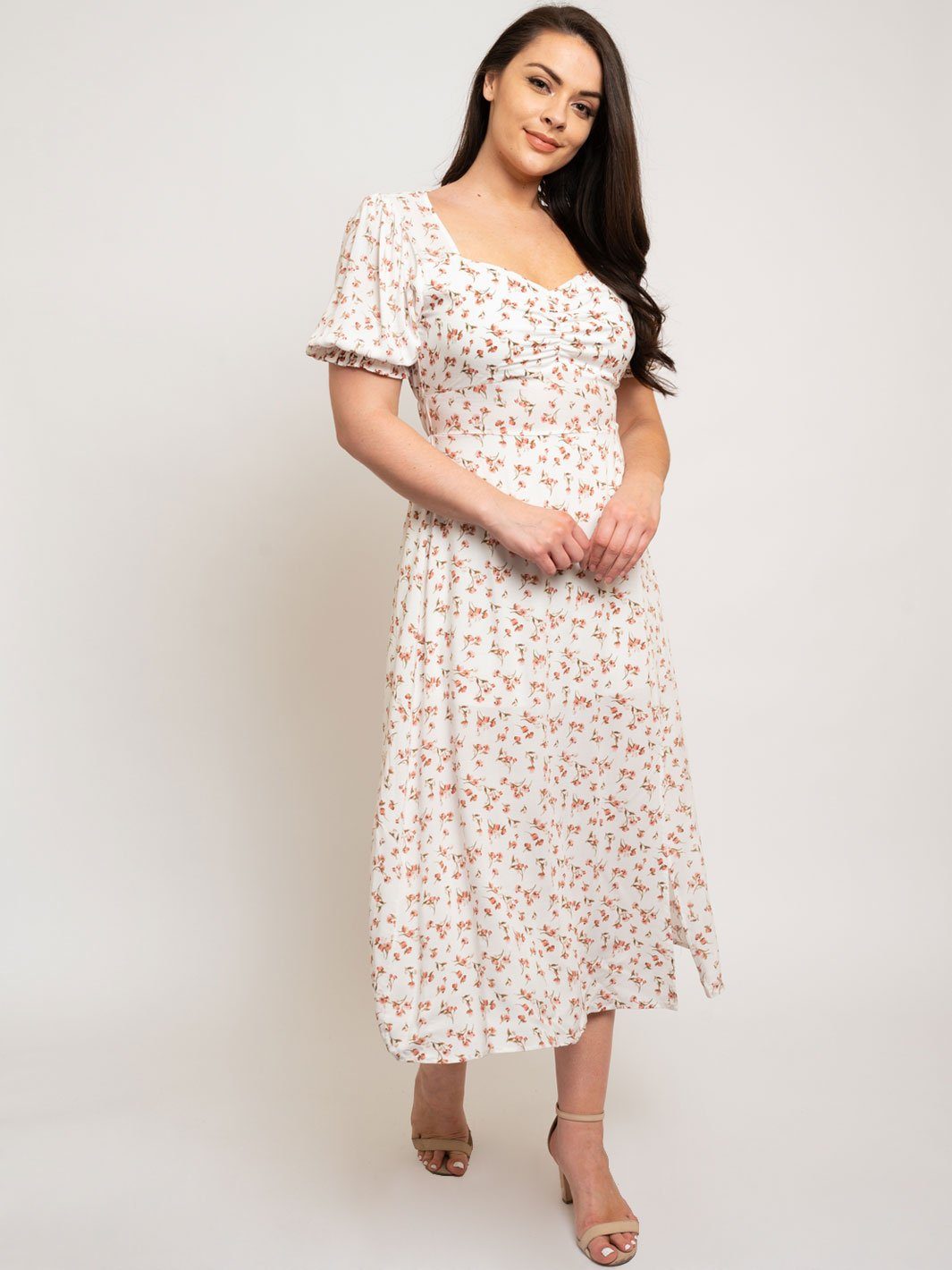 PLUS SIZE FLORAL MIDI DRESS