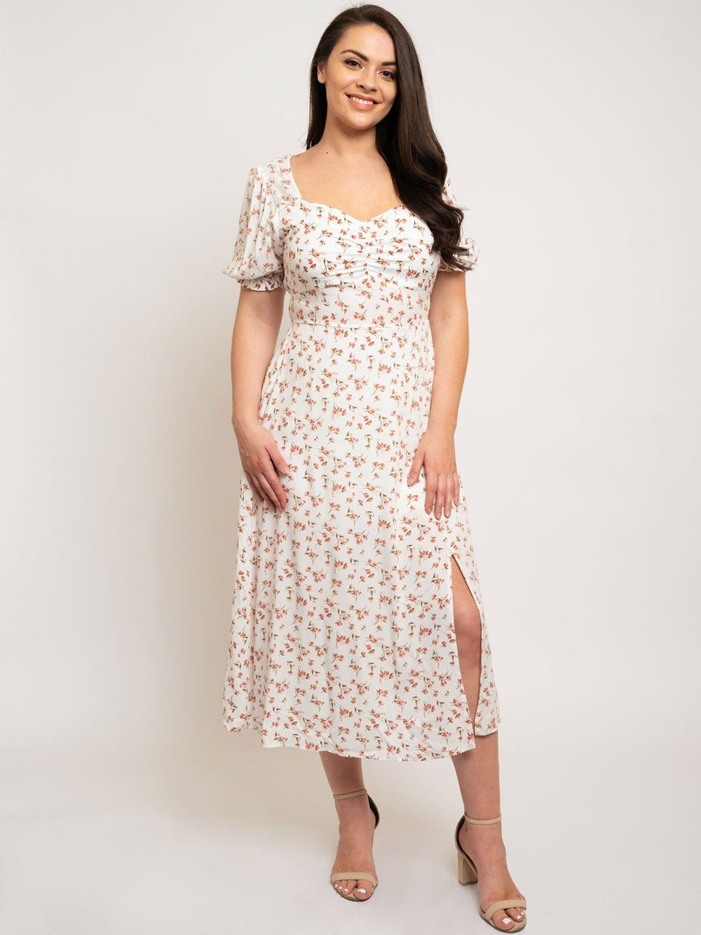 PLUS SIZE FLORAL MIDI DRESS