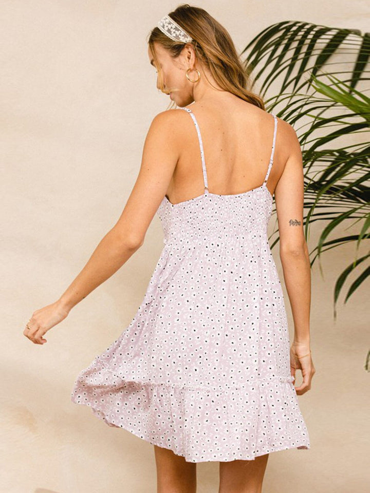 WOMEN'S SLEEVELESS FLORAL V-NECK MINI DRESS