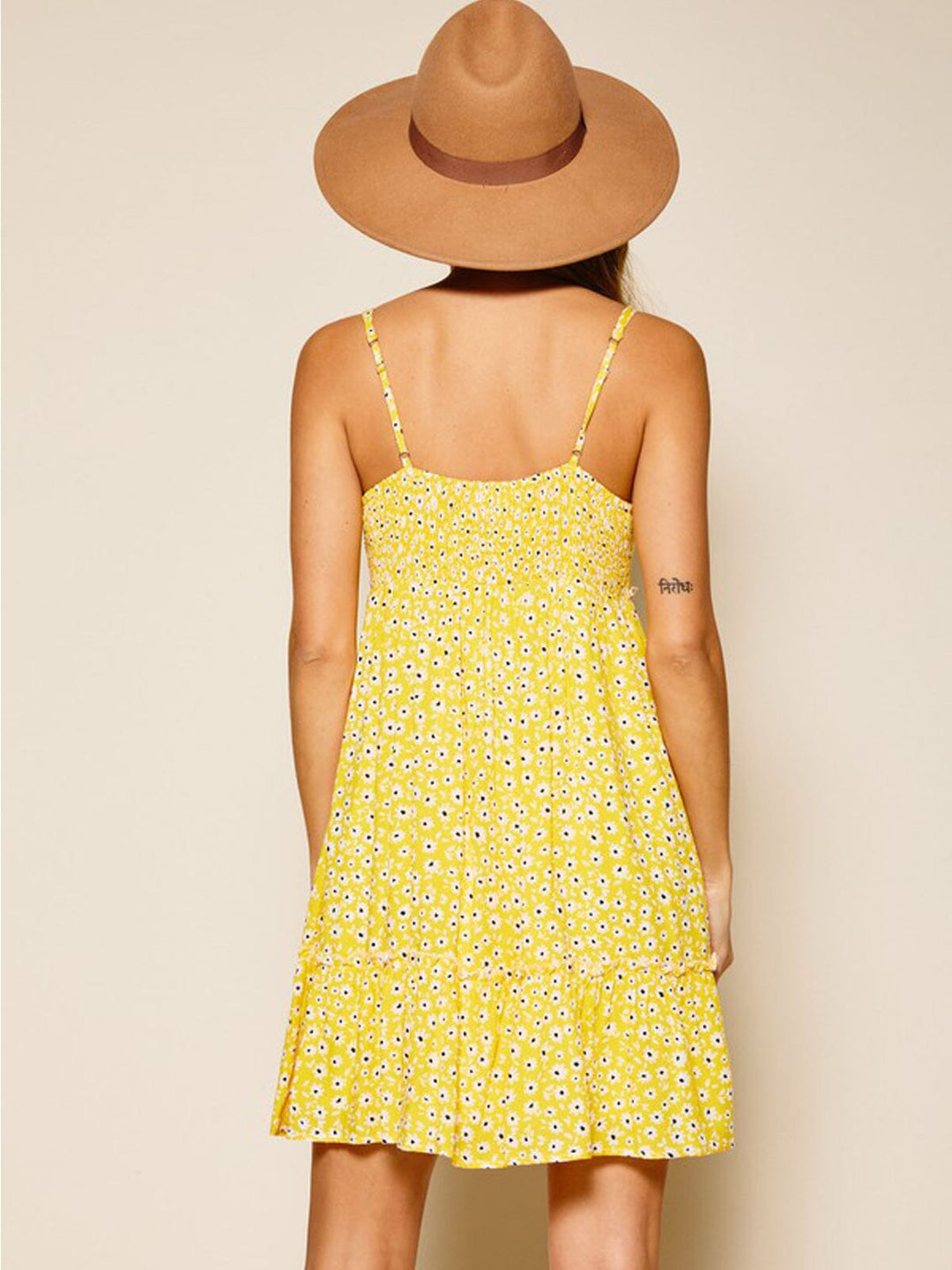 WOMEN'S SLEEVELESS FLORAL V-NECK MINI DRESS