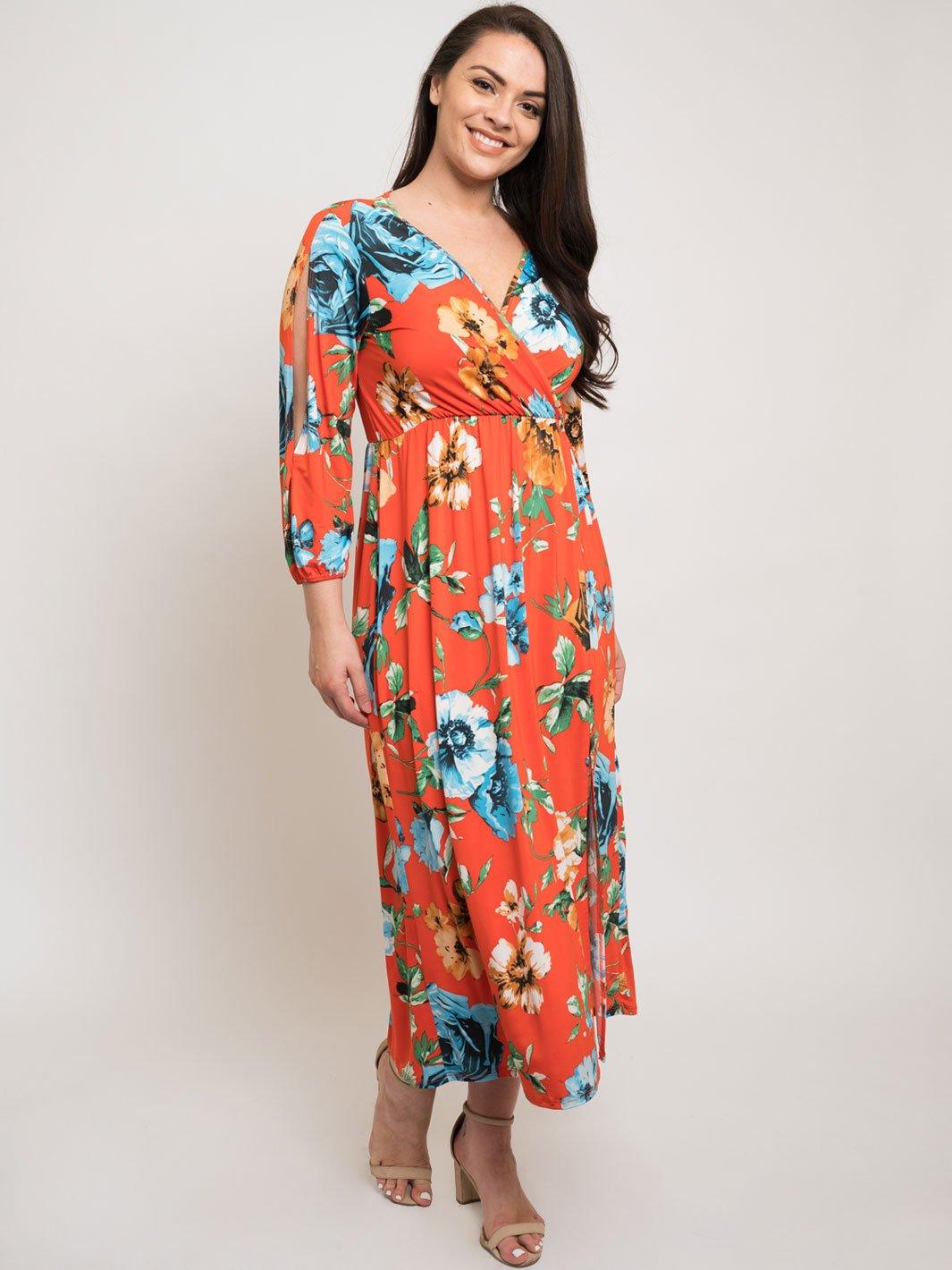 PLUS SIZE FLORAL MAXI DRESS