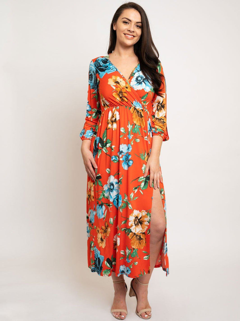 PLUS SIZE FLORAL MAXI DRESS