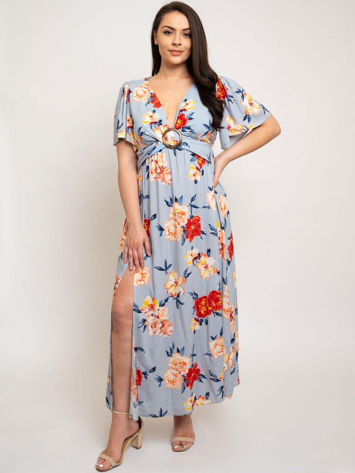 PLUS SIZE FLORAL MAXI DRESS