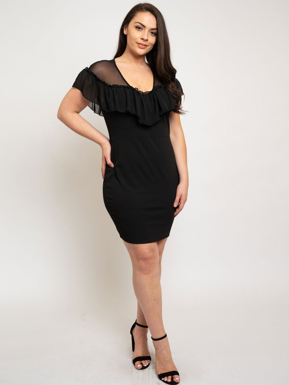 PLUS SIZE RUFFLE MINI DRESS
