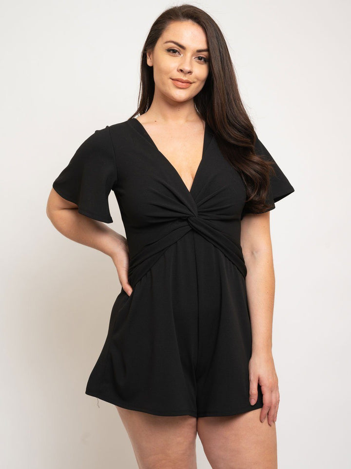 PLUS SIZE FRONT KNOT ROMPER