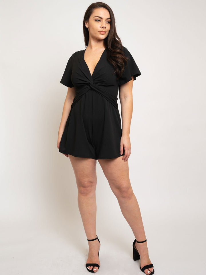 PLUS SIZE FRONT KNOT ROMPER