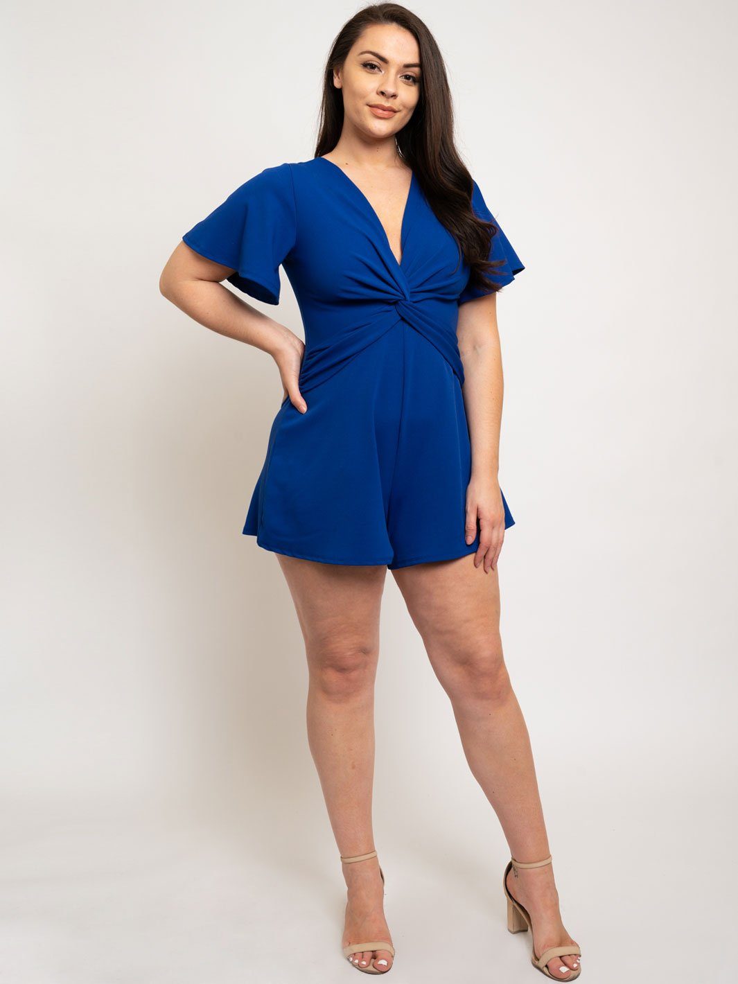 PLUS SIZE FRONT KNOT ROMPER