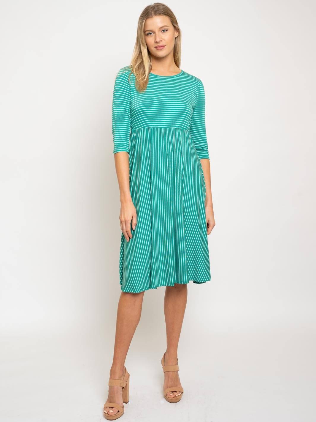 WOMEN'S STRIPES MIDI DRESS