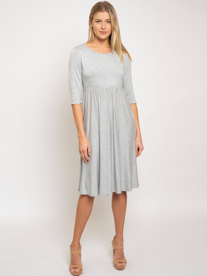 WOMEN'S STRIPES MIDI DRESS