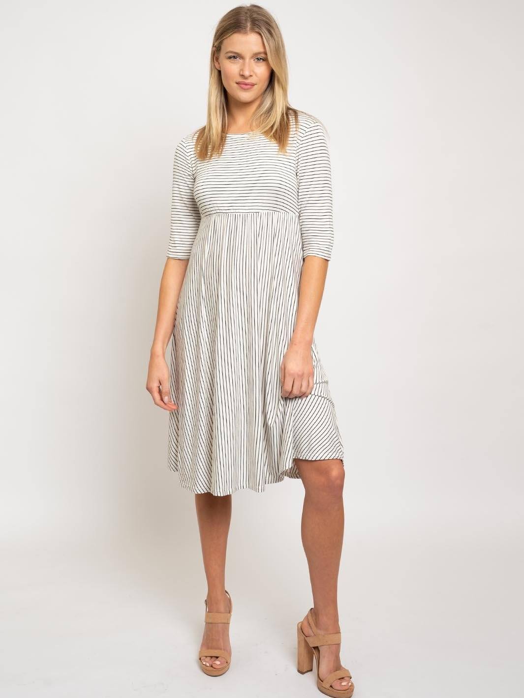 WOMEN'S STRIPES MIDI DRESS