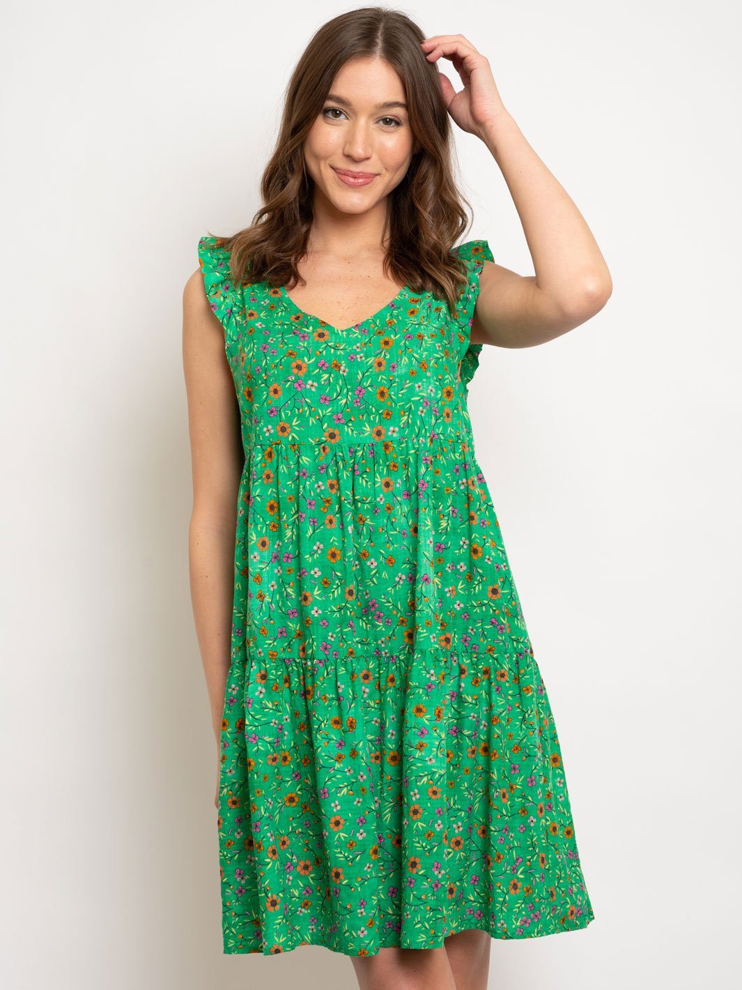 WOMEN'S FLORAL GREEN DRESS