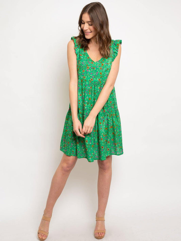 WOMEN'S FLORAL GREEN DRESS
