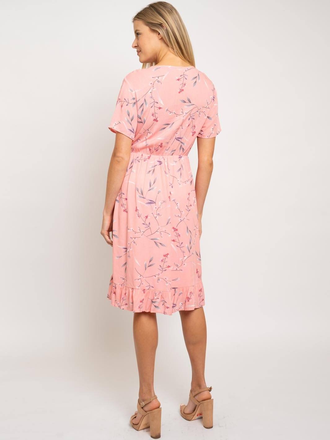 WOMEN'S PINK FLORAL MIDI DRESS