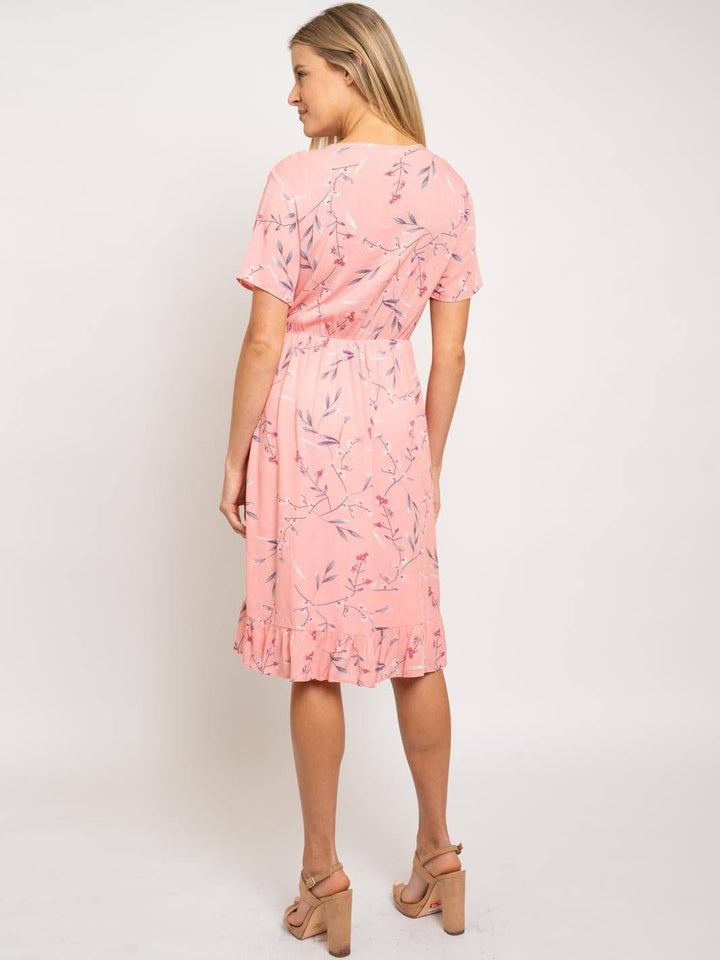 WOMEN'S PINK FLORAL MIDI DRESS