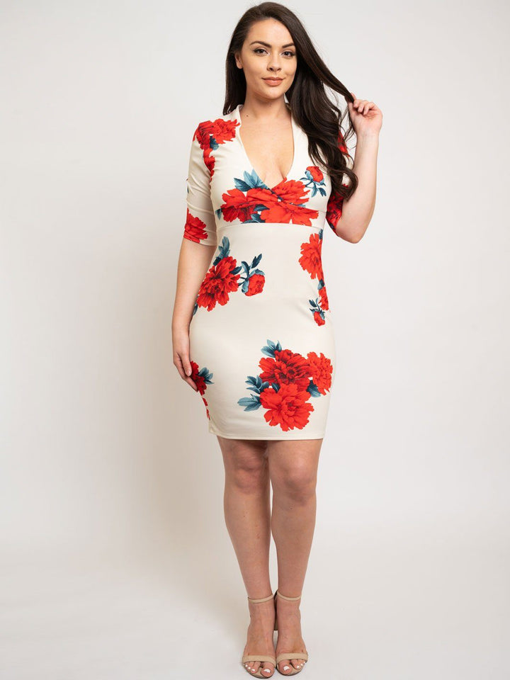 PLUS SIZE FLORAL MINI DRESS