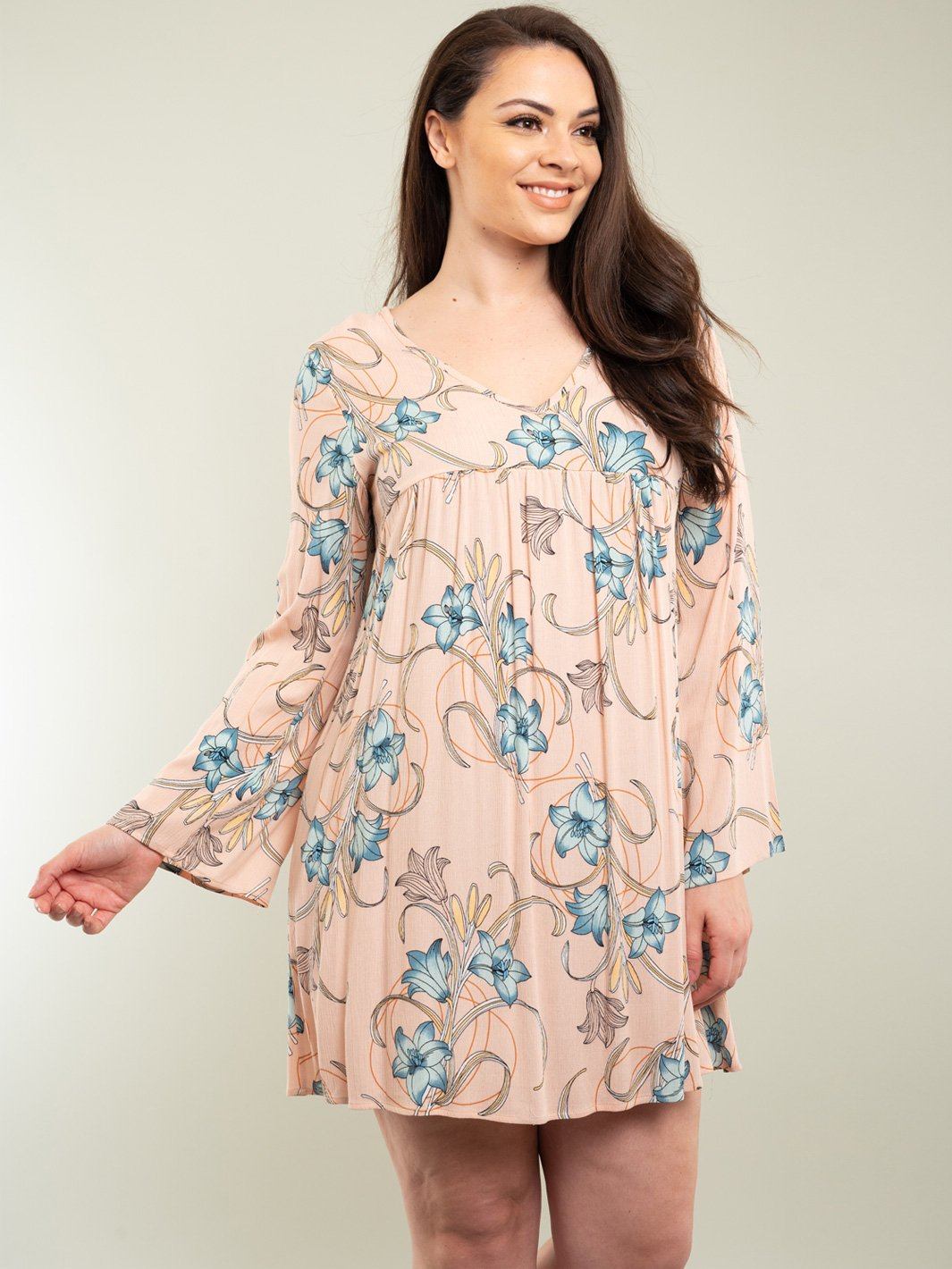 PLUS SIZE FLORAL MINI DRESS