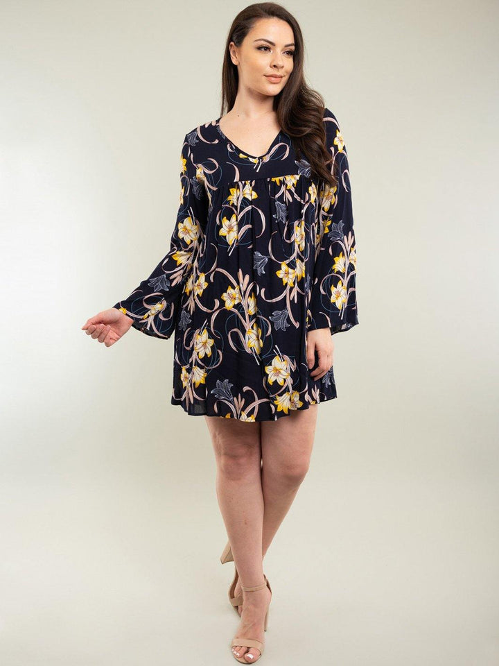 PLUS SIZE FLORAL MINI DRESS