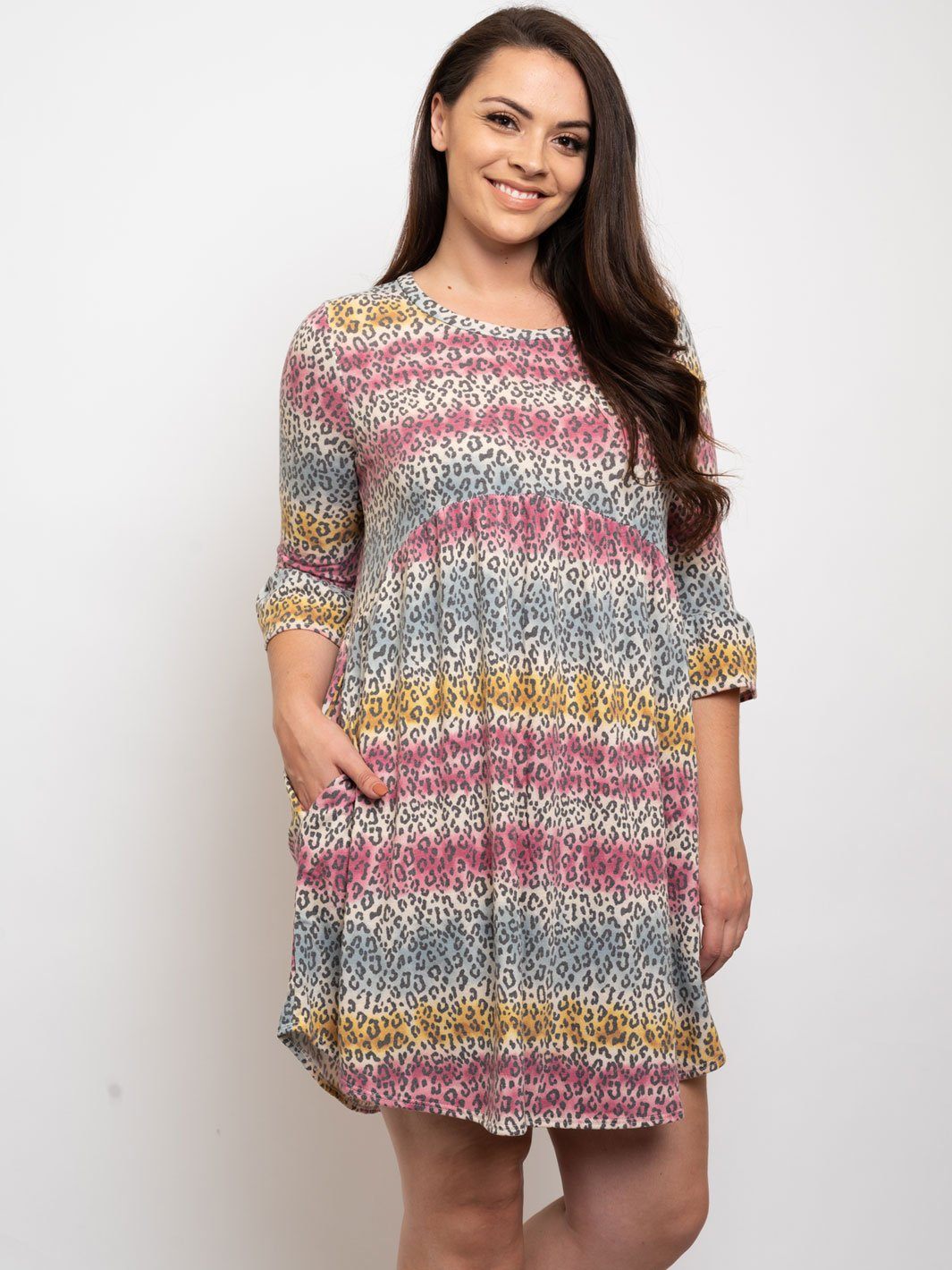 PLUS SIZE ANIMAL MULTI TUNIC DRESS