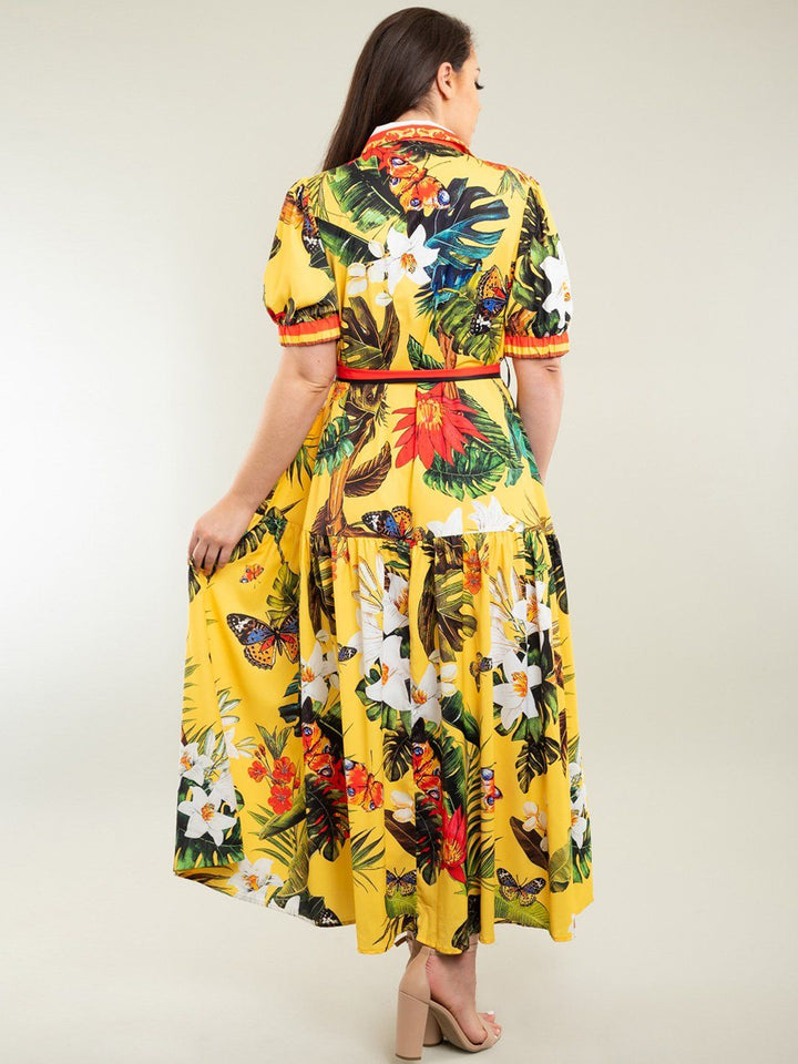 PLUS SIZE TROPICAL MAXI DRESS