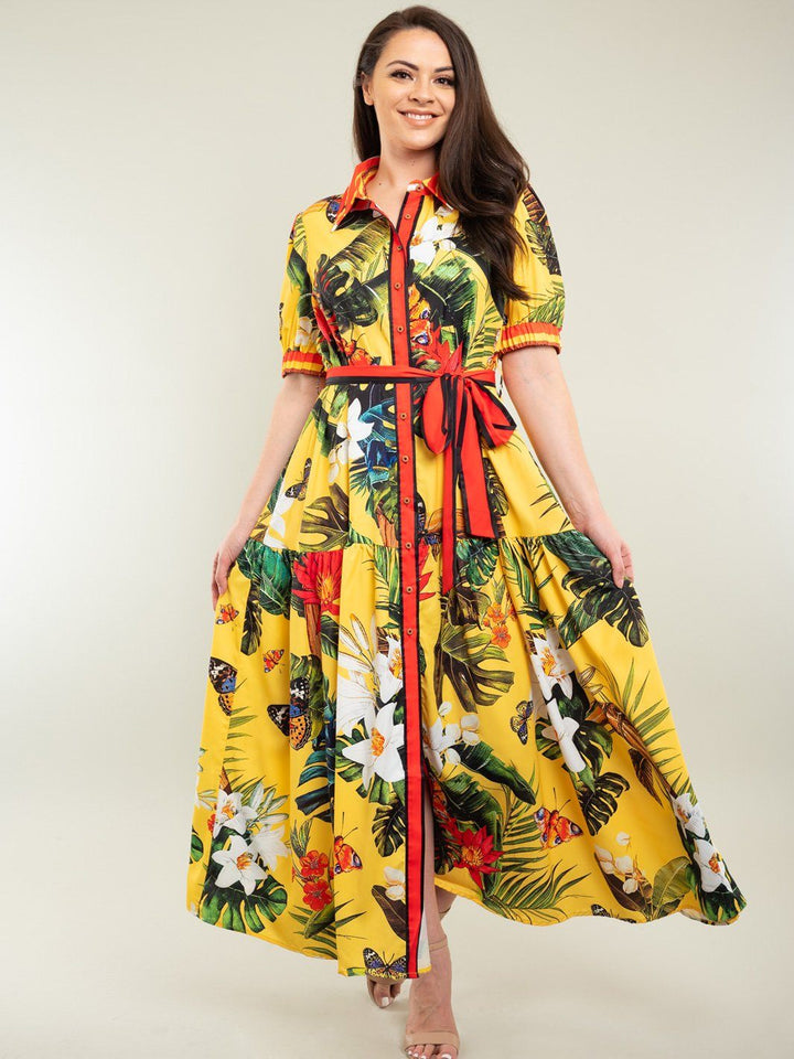 PLUS SIZE TROPICAL MAXI DRESS