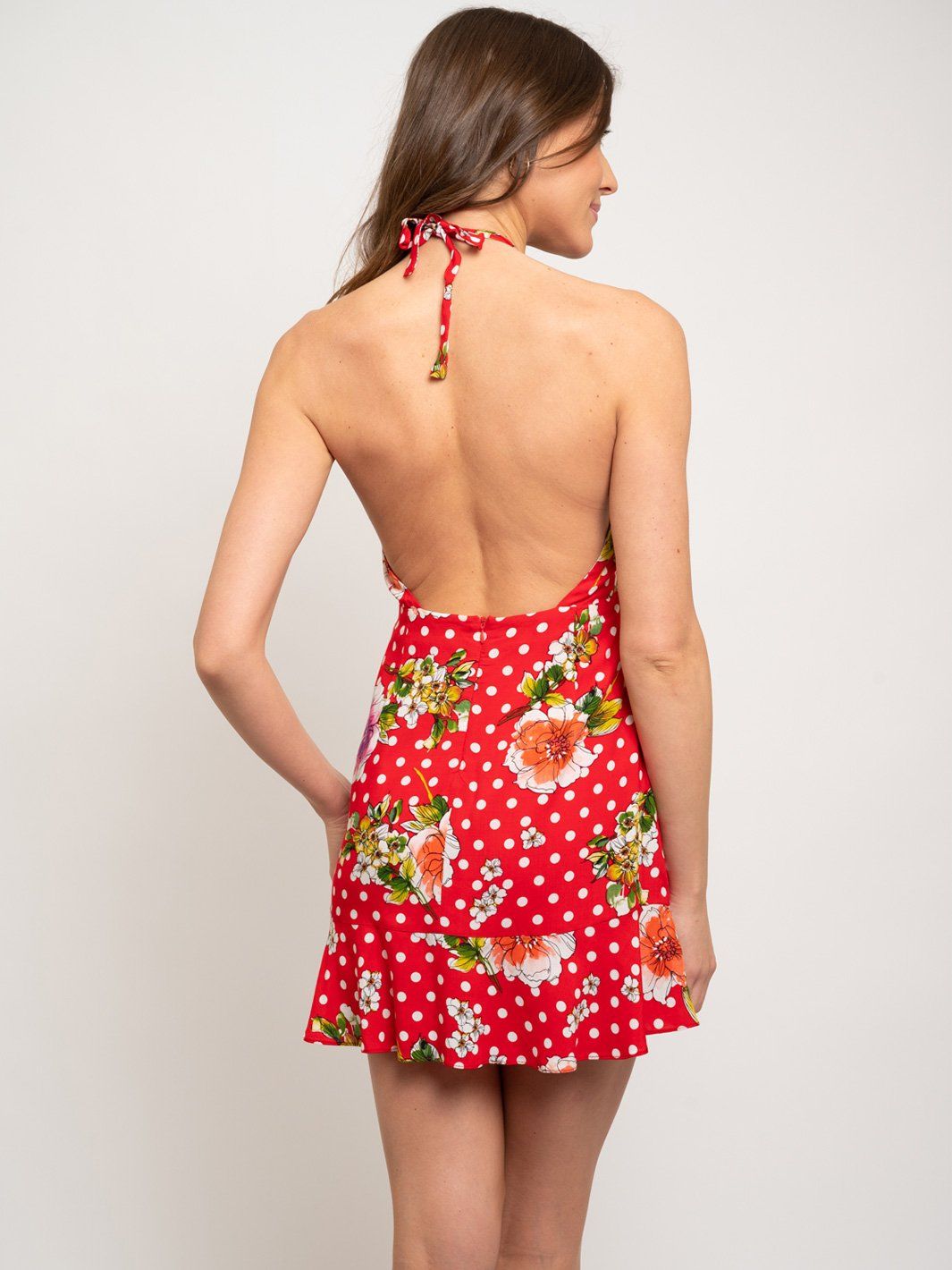 WOMEN'S OPEN BACK FLORAL MINI DRESS